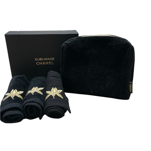 CHANEL Beauty Sublimage Towel Set Black NEW - Picture 2 of 8